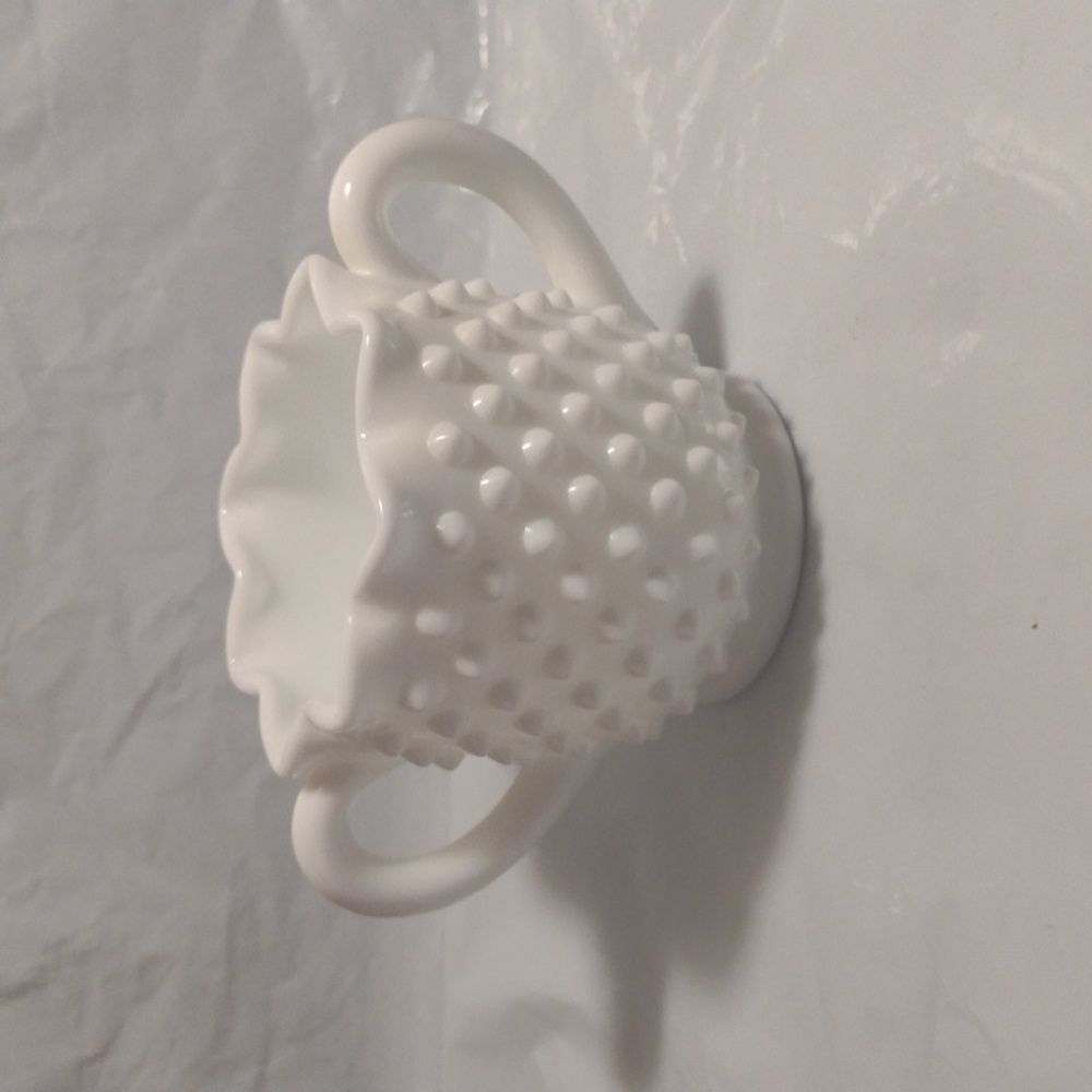☘️VINTAGE FENTON HOBNAIL WHITE MILK GLASS STAR-SHAPED SUGAR BOWL MCM Unused